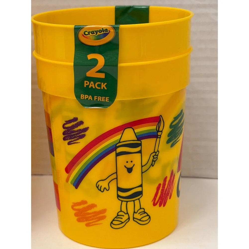 Crayola Art Storage Caddy and 2-Pack Tumbler Set Yellow Rainbow Lot Set